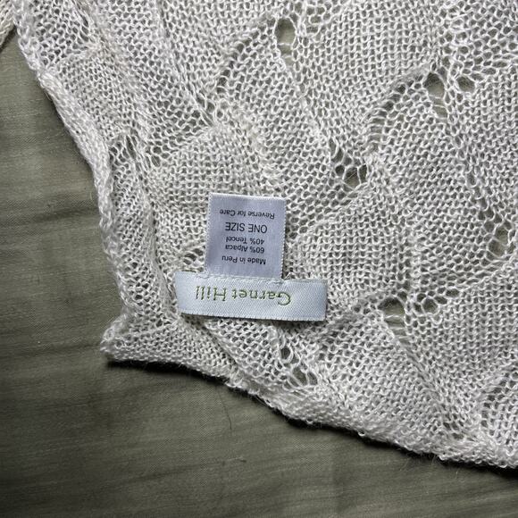 Garnet Hill Alpaca Blend Scarf Open Knit White Tencel 15" x 88" Made in Peru - Picture 4 of 5